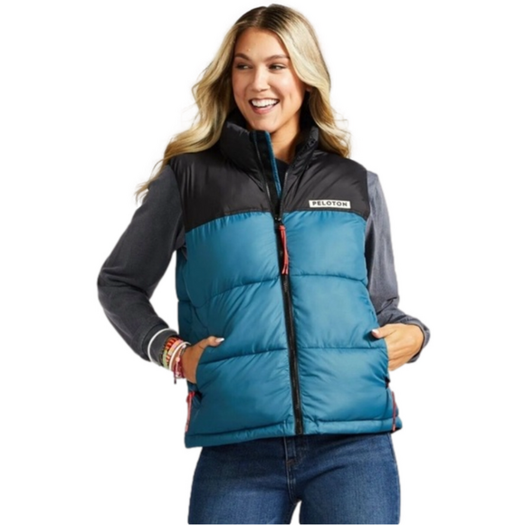 Peloton Jackets & Blazers - Peloton New Womens Size S Blue and Black Aspen Puffer Vest Full Zip Poly Fill